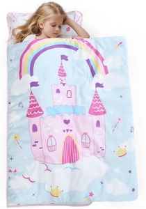 PHF Castle Toddler Nap Mat Set, with Removable Pillow for Toddler Girls, Soft and Lightweight for Daycare, Preschool, Travel, Kindergarten Sleeping Bag, Fits Ages 3-6 Years, Castle