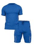 Love My Fashions® Mens Tracksuits Shorts Set 2 Piece Shirt & Shorts Summer Outfits Athletic Tracksuit For Jogging Gym Royal Blue