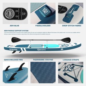 TIGERXBANG Inflatable Stand Up Paddle Board 10'6 – Kayak Seat, Blue