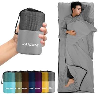 JAICOM Sleeping Bag Liner, Sleep Sack Travel Sheets, Two-Way-Zipper Expose Feet Separately, Lightweight for Single, Backpacking,Hotels & Hostels, Camping, Travel, Business
