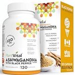 PlantVital Ashwagandha Capsules with Black Pepper 1300mg, 120 Ashwagandha Capsules - Ashwagandha for Energy Increase and Memory Enhancement - Anti Stress and Sleep Aid Ashwagandha Supplement