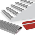 Pionasuicg Rubber Stair Edging Self Adhesive Staircase Step Edge Protector Vinyl Stair Nose for Outdoor & Indoor (20Ft, Grey)