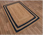 AROMICK Handwoven Jute Area Rug, Natural [ Living Room ] and Bedroom,Floor Carpet,DINNIG Room Table Carpet (4X6 Feet, Jute/Black)