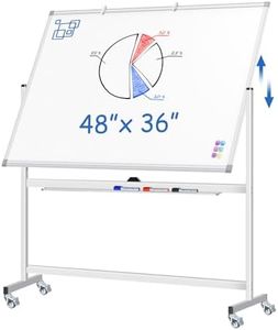 Large Rolling White Board, 48x36 in Double-Sided Mobile Whiteboard, maxtek Reversible Magnetic Dry Erase Board Easel Standing Whiteboard on Wheels School Supplies for Classroom Office and Home, Silver