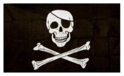 Jolly Roger Pirate Flag (with Patch) 5ft x 3ft