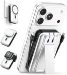 DR.HILL Magnetic Battery Pack Real Capacity 10000mAh, 22.5W Fast Charging Portable Charger with Built-in Cables & AC Wall Plug, Foldable Stand Power Bank for Apple Watch Phone 17/16/15/14/13 (White)