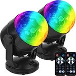 Pack of 2, Remote Control Portable Sound Activated Party Lights for Outdoor and Indoor, Battery Powered or USB Plug in, Dj Lighting, RBG Disco Ball, Strobe Lamp Stage Par Light for Car Room Dance