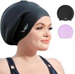 Angel season Extra Large Swim Cap Long Hair Braids Dreadlocks Weaves Hair Silicone Waterproof Swimming Cap for Women, Black