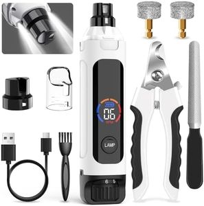 Dog Nail Grinder 6-Speed with LED Display, Dog & Cat Nail Clippers and Trimmers, Pet Nail Grinder with 2 LED Lights - Super Quiet Rechargeable Claw Trimmer for Large Medium Small Puppy Dogs/Cats
