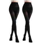 RubyRunk 2 Pairs Women's Sheer Tights - 40D Ladies High Waist Support Control Top Pantyhose with Reinforced Toes.Size S-XL .Black & Nude(Black-S)