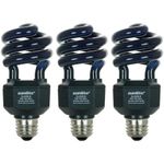 Sunlite SL20/BLB/3PK 20W Spiral Energy Saving CFL Light Bulb Medium Base (3 Pack), Blacklight Blue