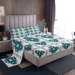 Feelyou Aztec Bed Sheets Set Queen Size, Southwestern Printed Sheets with Deep Pocket Fitted Sheet for Kids Boys Girls Western Decor Sheet Set Bohemian Bedding Set Soft Bed Set 4Pcs