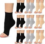 Cuffbow 9 Pairs Toeless Socks for Women Cotton Pedicure Socks Flip Flop Open Toe Socks Women, Black Gray Pale Yellow, One Size