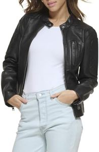 Levi's Women's Faux Leather Motocross Racer Jacket (Standard and Plus), Black, 1X