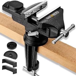 3.2" Table Vise Universal, 360° Swivel Base Clamp-on Vice with Heavy Duty Forged Steel Construction, Portable Work Bench Vise for Woodworking, Home Workshop Use and DIY Jobs