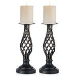 Nuptio Candle Holders for Pillar Candles: Black Candlestick Holder Retro Metal Candle Stand, Christmas Halloween Table Centrepiece Mantel Home Living Room Party Wedding Decorations, 2 Pieces(29cm)