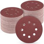 POTUINOM 5 Inch 8 Hole Sanding Discs, 100 PCS 150-Grit Hook and Loop Sandpaper, Round Alumina Orbital Sander Pads for Polishing, Grinding, Woodworking