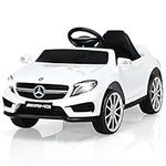 INFANS 12V Electric Kids Ride On Car, Licensed Mercedes Benz GLA45 Toy Car with Remote Control, MP3 Plug, USB, 2 Speeds, LED Lights, Battery Powered Toy Vehicle for Toddler Children (White)