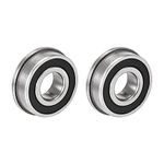 sourcing map F6202-2RS Flanged Ball Bearing 15x35x11mm Double Sealed Chrome Steel Bearings 2pcs