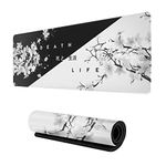 Black and White Mouse Pad Cherry Blossom Gaming Mouse Pad XL Long Mouse Pad Large XXL Mousepad Extended Stitched Edges Non-Slip Rubber Base Mice Pad 31.5 x 11.8 inch Office Desk Pad