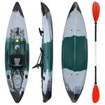 Goplus Sit-on-Top Fishing Kayaks for Adults, 9.7 FT One Person Recreational Touring Kayak W/Aluminum Paddle, 4 Fishing Rod Holders, Padded Seat, Lightweight Kayak for Lake, River, Ocean