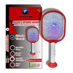 Terrene 3000v DC Current Instant Kill Mosquito Racquet| UV Light Effect with 2 Mode| Insect and Fly Swatters Bat Device with 1800mAh Battery| C-Type USB Rechargeable Fast Charging |(Red&White)