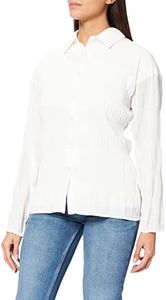 NA-KD Women's Light Pleated Shirt, Off White, 10