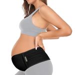 ChongErfei Pregnancy Belly Band Maternity Belt Back Support Abdominal Binder Back Brace - Pregnancy Waist Cincher (Black, One Size)