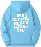 Floerns Men's Long Sleeve Lightweight Drawstring Letter Print Graphic Hoodies Sweatshirt Tops Light Blue X-Large