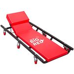 Torin TR6452 6 Wheel Rolling Creeper Garage/Shop Bench: Padded Mechanic Cart with Adjustable Headrest, Red