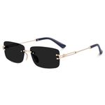 Dervin UV Protected Retro Rectangular Rimless Sunglasses for Men and Women (Black)