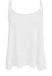 Ladies New Camisole Cami Plain Strappy Swing Flared Summer Vest Top Womens Sleeveless Round Neck Tops Plus 8-26 White