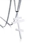 Rockyu Men's Necklace, Gold, Silver, Gray, Cross Necklace, Amulet, 23.6 inches (60 cm), Chain 23.6 inches (60 cm), Cross Pendant, Stainless Steel, Friends, Birthday, Party, Gift, Fashion Accessory,