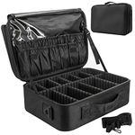 Makeup Organiser Bag Make up Case: Large Travel Cosmetic Case Organiser Professional Portable Makeup Storage Bag for Toiletry Make Up Artist Tool Brush Vanity Beauty Box with Adjustable Dividers