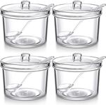 Patelai 4 Pieces Sugar Bowl Acrylic Clear Sugar Bowl with Lid and Salt Spoon Storage Sugar Jar with Airtight Lid for Sugar, Salt, Tea, Spices, Herbs, Condiments (7.1 oz)