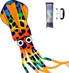 JEKOSEN 2022 Octopus Squid Huge Kite Total 24 Inches for Kids and Adults Easy to Fly Single Line String with Tail for Beach Trip Park Family Outdoor Games and Activities Orange