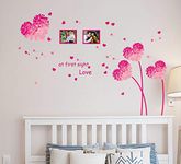 Decals Design 'Heart Shaped Flowers with Blowing Petals' Wall Decal (PVC Vinyl, 70 cm x 50 cm x 70 cm, Multicolour)