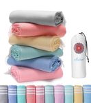 6 Packs Cotton Turkish Beach Towels Quick Dry Sand Free Soft Absorbent Extra Large XL Big Blanket Adult Oversized Bath Pool Swim Towel Set Bulk Multipack Lightweight Thin Sandless Fast Drying Compact