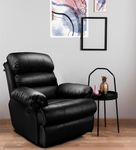 Little NAP Quotium Soft Leatherette Single Manual Standard Recliner | Padded 1 Seater Aaram Sofa | Relaxing Chair for Home Office Living Bed Room | 3 Year Warranty | Black