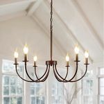 Rviezza Farmhouse Chandelier, 6-Light Oil Rubbed Bronze Chandeliers for Dining Room, Candle Chandelier Rustic Industrial Modern Chandeliers for Living Room, Bedroom, Foyer