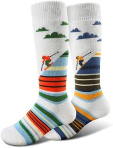 Cimkiz Ski Socks Kids Winter Warm Thermal Snow Socks, Skiing Snowboarding Skating for Toddler Boys and Girls 2 Pairs/3 Pairs, 2 Pack ( Blue&green ), Medium
