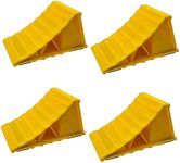 HOXWELL 2 Pairs Wheel Chocks for Travel Trailers, Non Slip Heavy Duty Yellow Wheel Chock, Lightweight Wheel Stoppers for Cars Camper Trucks RVs, Easy to Carry & Suitable for Most Tyre Sizes