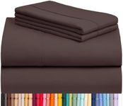 LuxClub 6 PC Full Sheet Set, Breathable Luxury Bed Sheets, Deep Pockets 18" Eco Friendly Wrinkle Free Cooling Bed Sheets Machine Washable Hotel Bedding Silky Soft - Brown Full