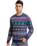 ACOCOPY Light Up Sweater for Men Ugly Christmas Knitted Pullover Couple Christmas Tree Graphic Led Xmas Jumper for New Year Gift