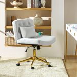 HULALA HOME Ergonomic Office Criss Cross Legged Desk Chair Comfortable Computer Chairs with Adjustable Height & Pillow for Home, GREY