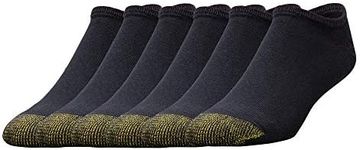 Gold Toe Men's 6 Pair Cotton No Show Extended Sock, Black, 13-15