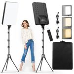 2-Pack 16'' LED Video Light Kit, Heorryn 2700-7500K Dimmable Photography Lighting with Remote and 75inches Stand, CRI 96+ Studio Lights for TikTok, YouTube, Game Streaming, Video Photography