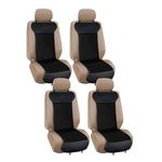 ZONETECH Car Seat Cover Travel Seat Cushion, 4 Pieces Universal Classic Black Comfortable Breathable Leather Car Seat Covers