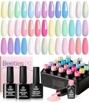 Beetles Gel Nail Polish Kit, 20 Colors Soak Off Gel Polish with 1 Base Coat 1 Glossy & 1 Matte Top Coat Pink Blue Green Neutral Gel Nail Design Gift for Women Girls