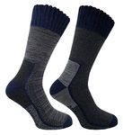 Bramble Men's Weekend Rambler Walking Boot Socks | Cotton Rich Breathable Ventilation Outdoor Hiking Socks | Soft Grip Cushioned Comfort | Grey/Navy | 2 Pairs | UK Size 6-11